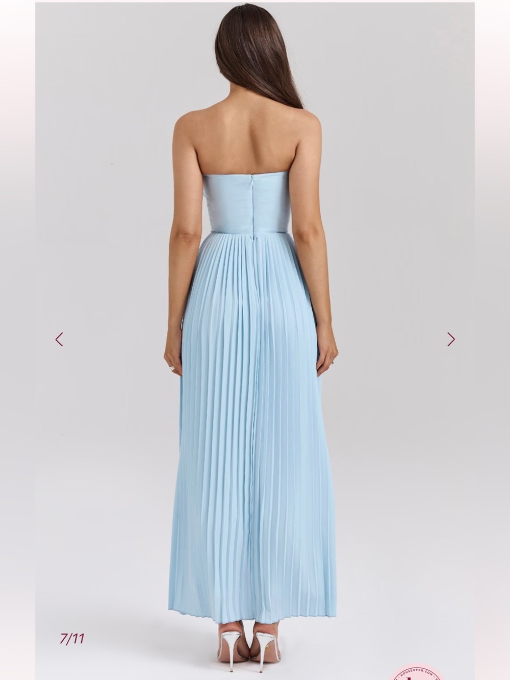 House of CB Strapless Pleated Light Blue Gown - Picture 4 of 12